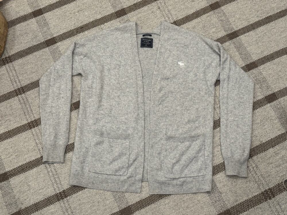 Abercrombie And Fitch Cashmere Cardigan Sweater XS Heathered Gray Grannycore
